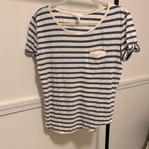 H&M Blue and White Striped Short Sleeve Tee